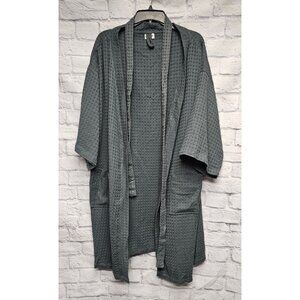 NEW BATHEN OS UNISEX MENS WOMENS GREEN GRAY WAFFLE BELTED BATH ROBE